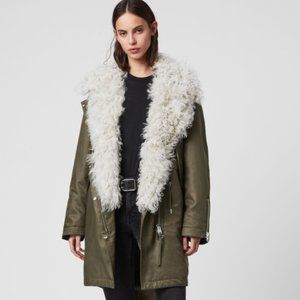 ALLSAINTS OLIVE GREEN SKYLA WOMAN'S 3 IN 1 PARKA SIZE M
